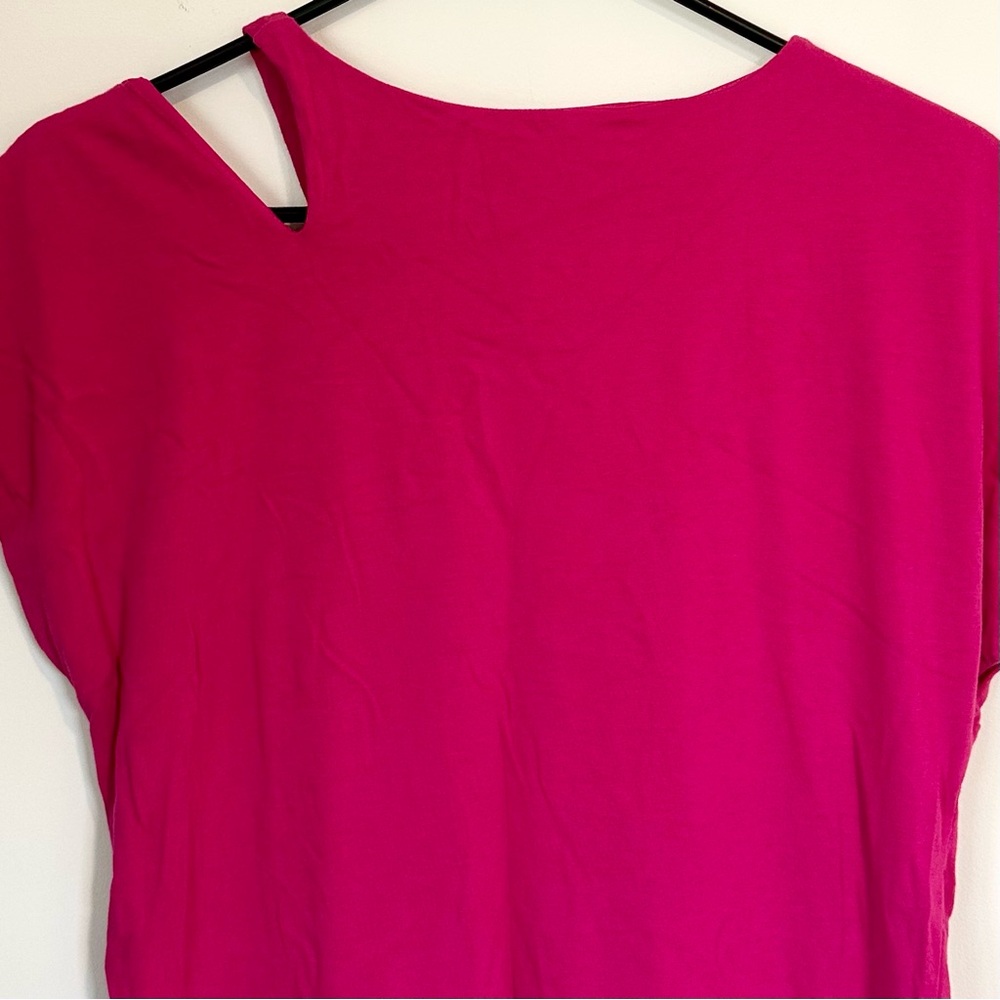 INC International Concepts Fuchsia Top with Asymmetric Cutout Neckline - Medium - Picture 5 of 6